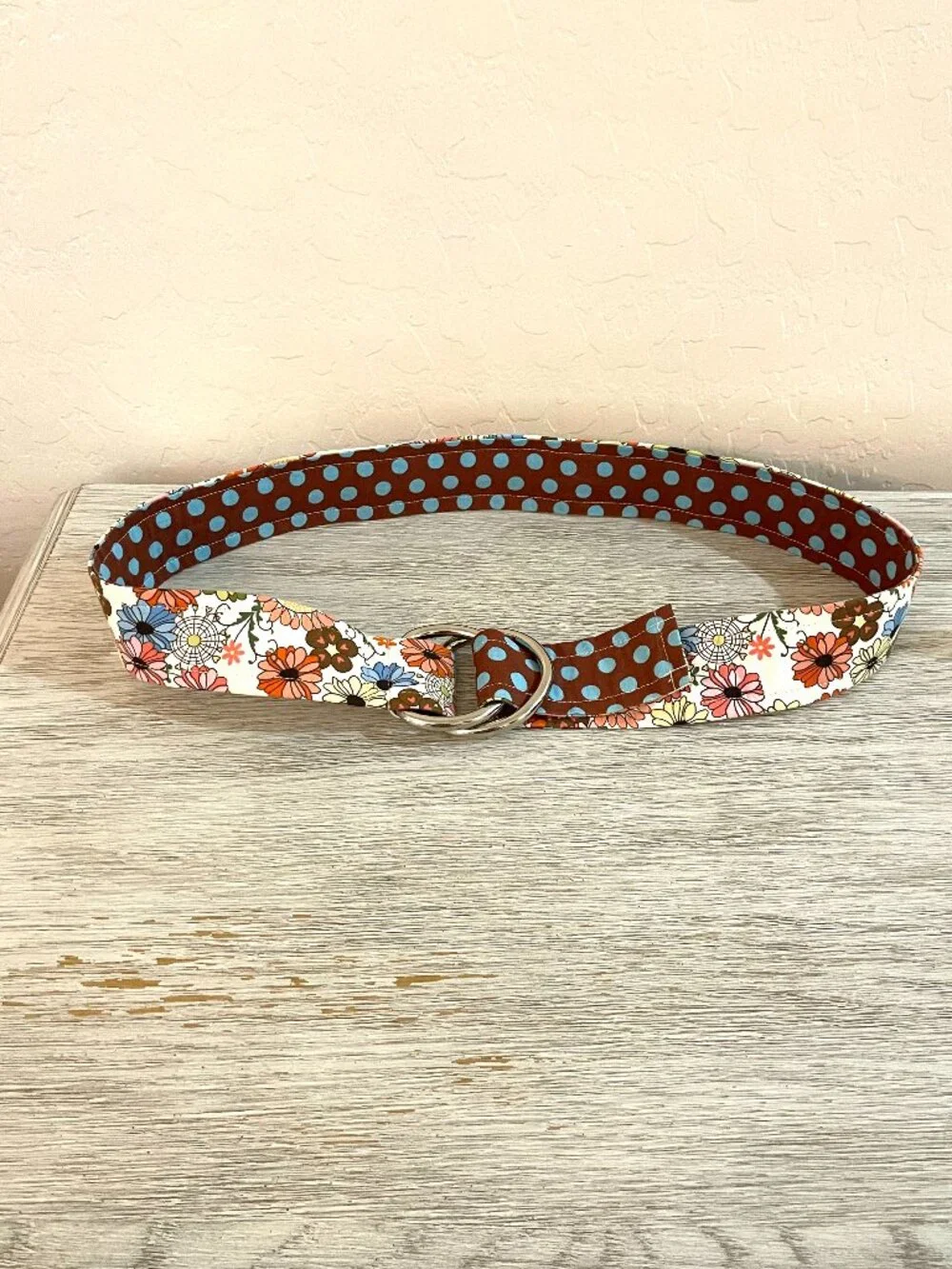 Belly Loops Fabric Belt Floral Dot Multi Brown Blue